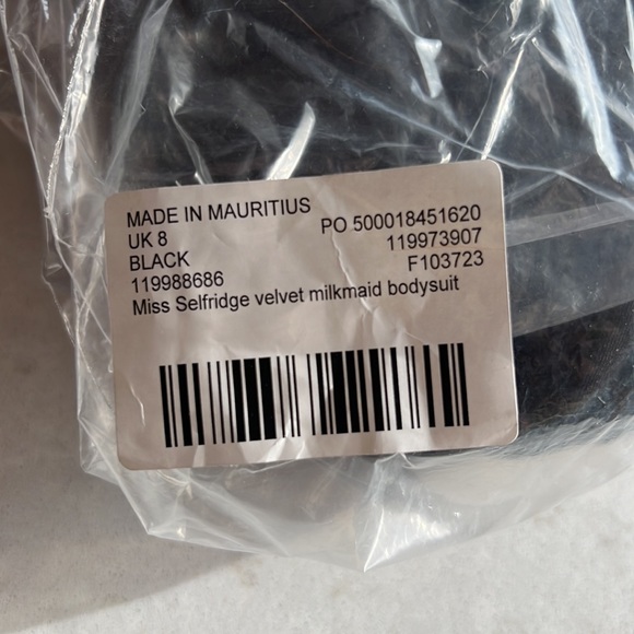 Velvet milkmaid bodysuit in black size 4 - Picture 5 of 8